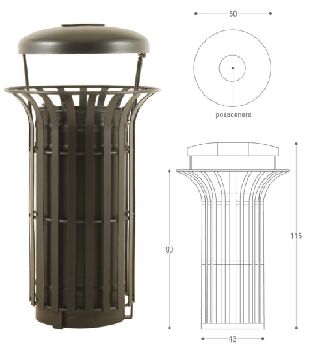 Cestino Gabbia Con Coperchio E Posacenere Cod. 576